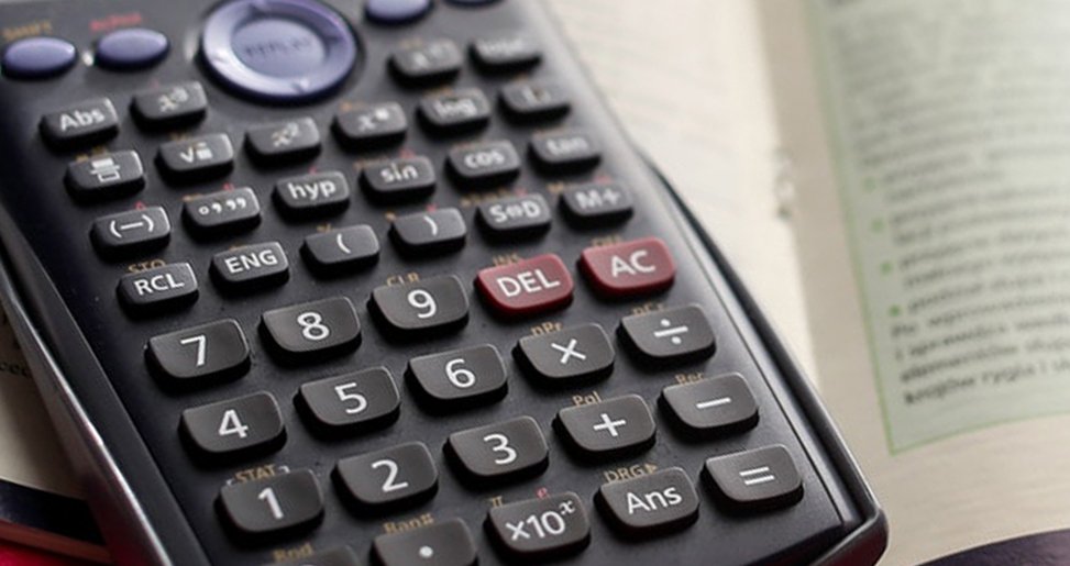 Close up of calculator buttons.